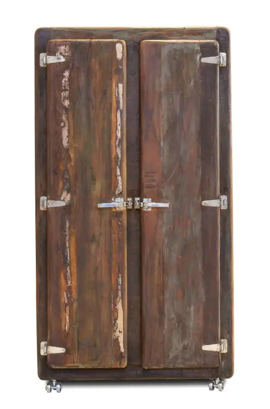 Reclaimed Ice Box Cabinet with 2 Doors on Rollers - popular handicrafts